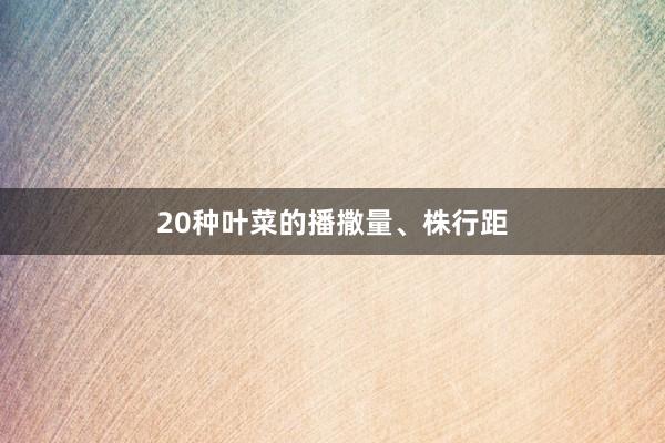 20种叶菜的播撒量、株行距