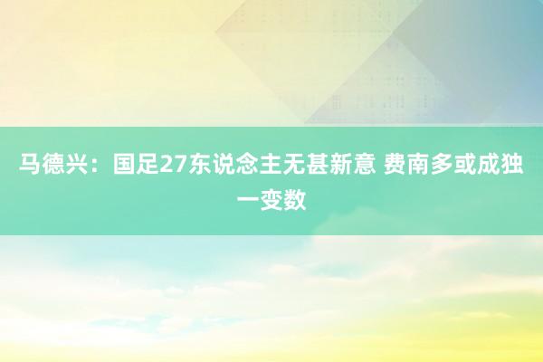 马德兴：国足27东说念主无甚新意 费南多或成独一变数